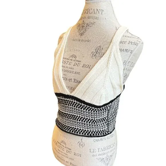 RAMY BROOK Women's Jenna Crochet Crop Top Black/Ivory L NWT - Picture 4 of 5